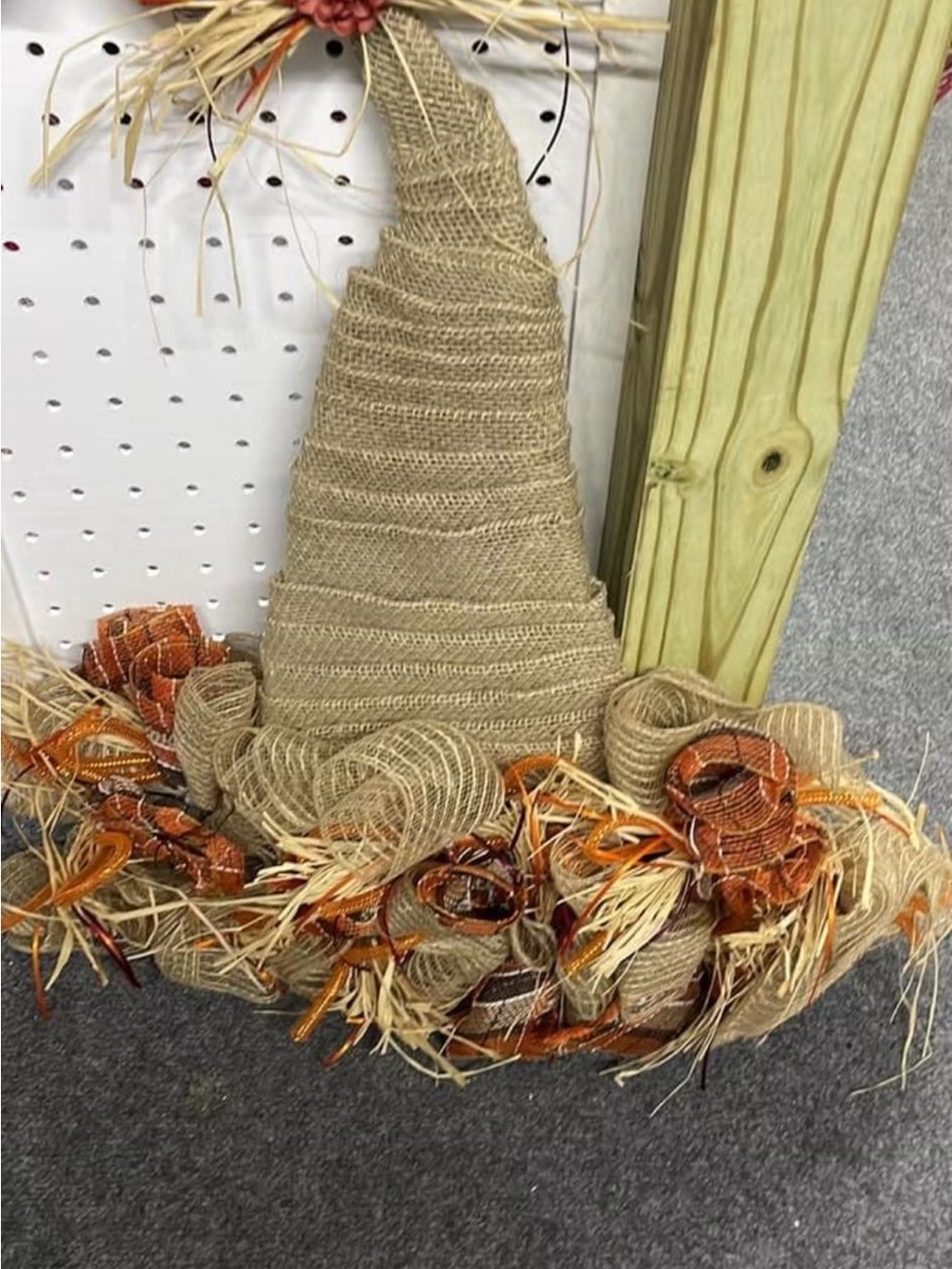 Rustic Burlap Hat Door Decor - Neutral